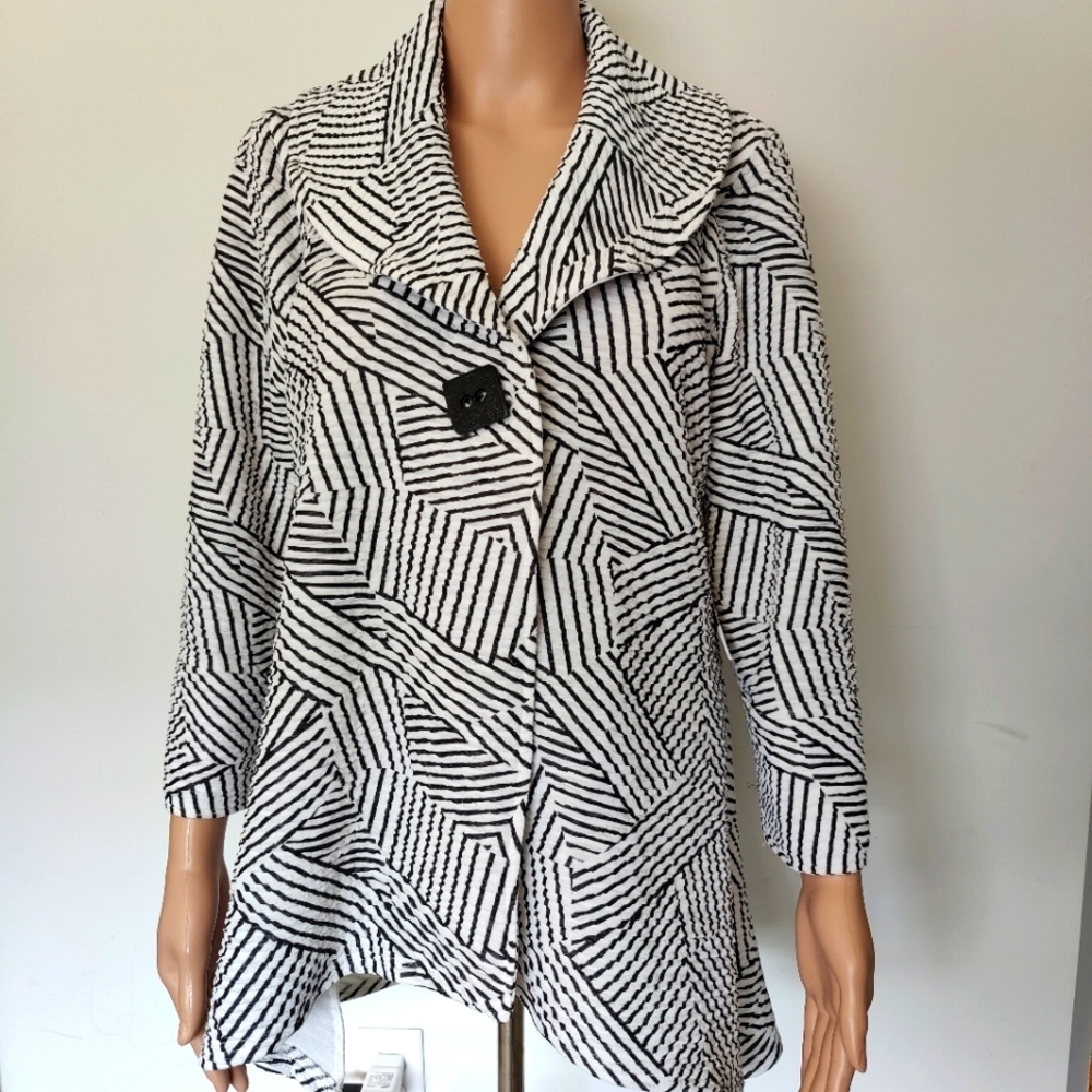 Multiples Black/ White Strap Jacket